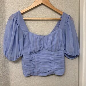 Abercrombie blue cropped ruffled blouse